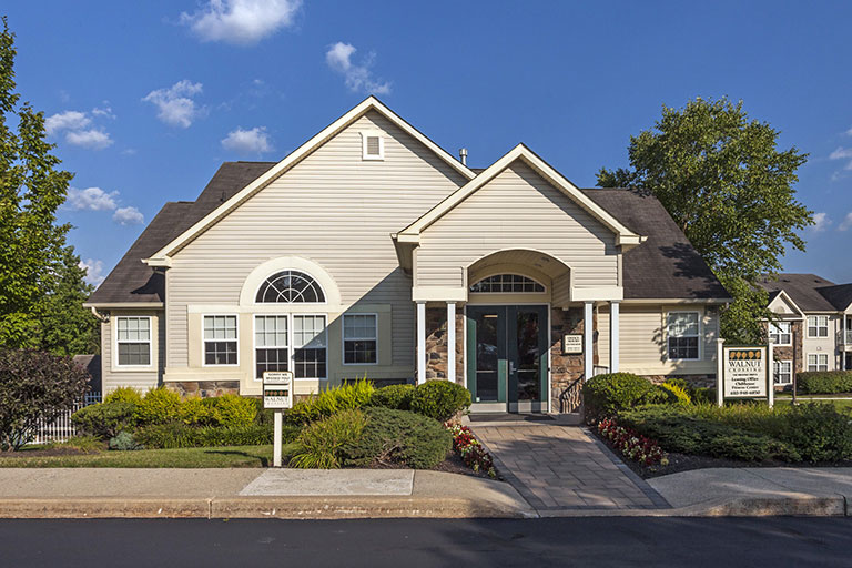 Exterior of Walnut Crossing clubhouse in Royersford, PA